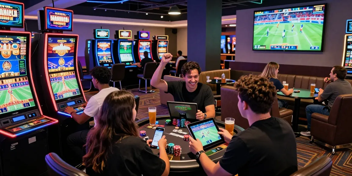Exciting gaming scene featuring players at https://raja328masuk.com/ engaging in slot machines and live casino tables.