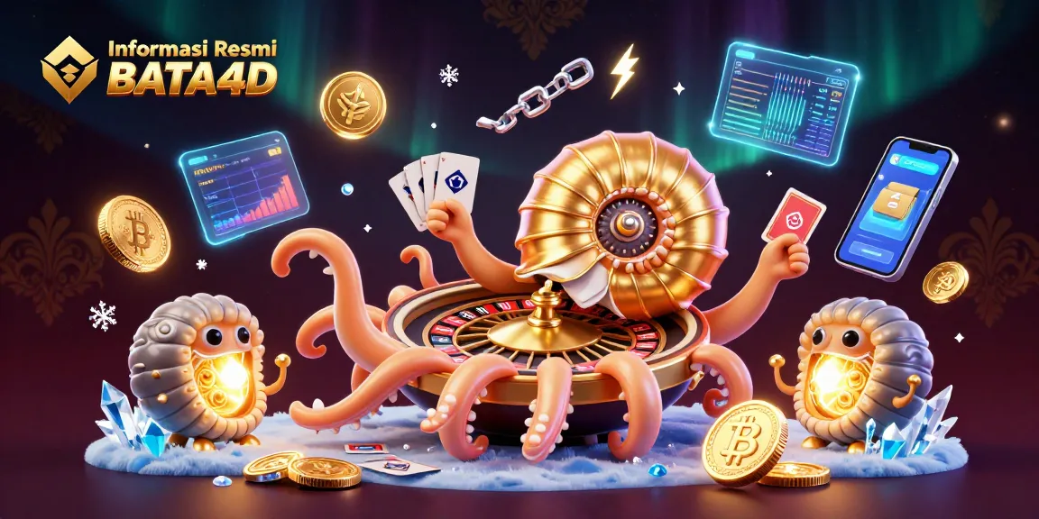 Engage with Informasi Resmi BATA4D in an exciting casino scene featuring a giant nautilus roulette wheel.