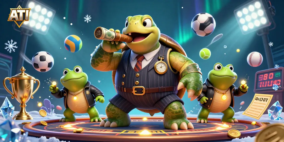 Engage with the interactive casino experience at ATI featuring lively characters and vibrant game elements.