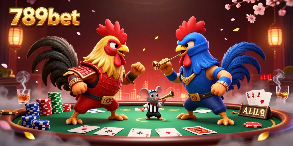 Experience thrilling poker action at 789bet with vibrant roosters in a showdown.